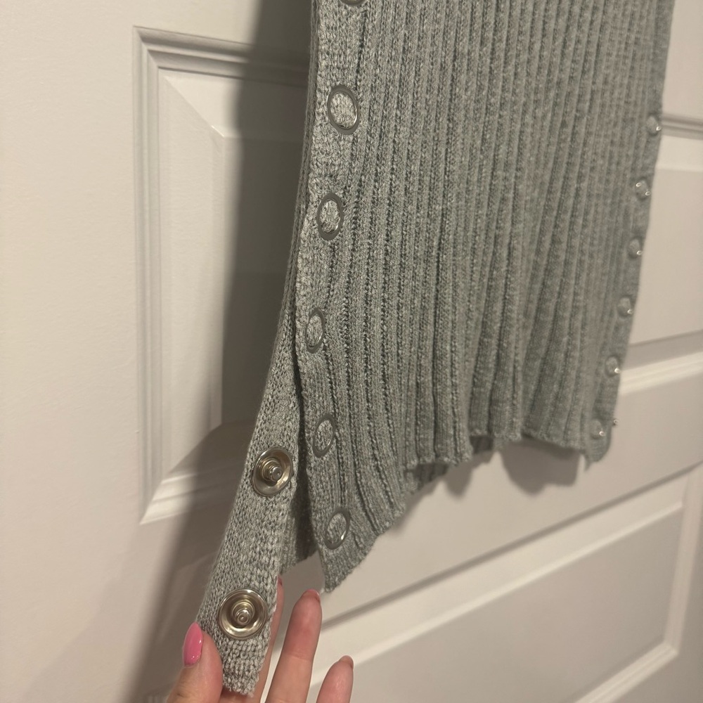POL Gray Ribbed Buttoned Tank Top - Picture 3 of 6